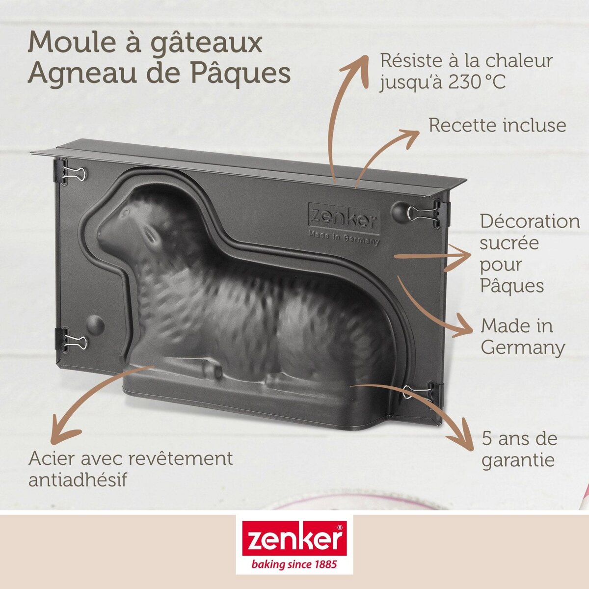 ZENKER Lot de 2 moules à gâteaux 3D en forme d'agneau pascal 900 ml Zenker Special Season
