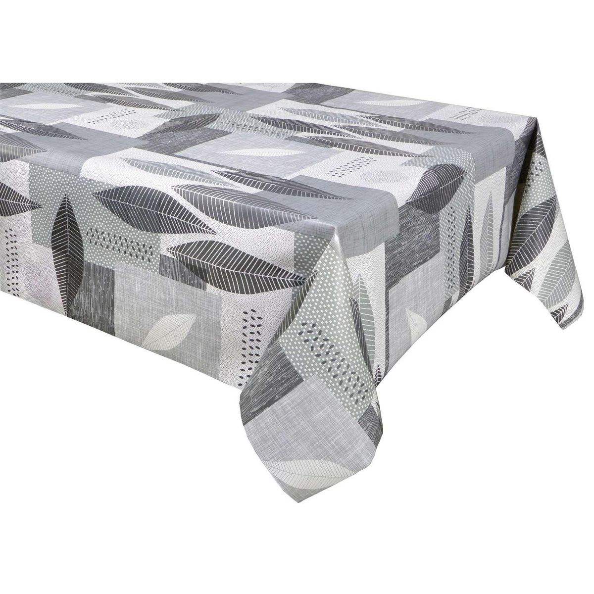 HABITABLE Nappe en toile cirée rectangulaire Opus - 140 x 250 cm - Gris
