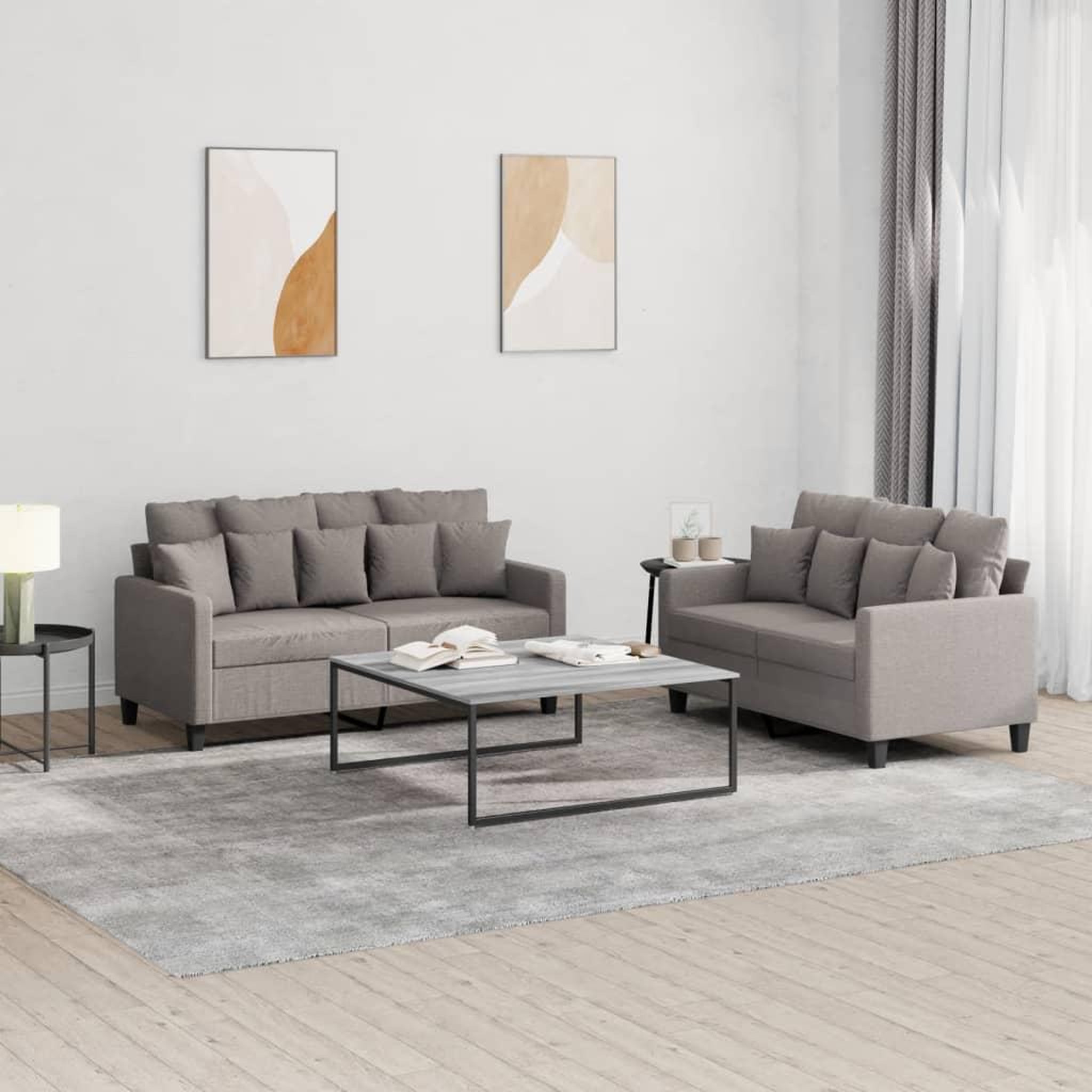 VIDAXL Ensemble de canapes 2 pcs avec coussins Taupe Tissu