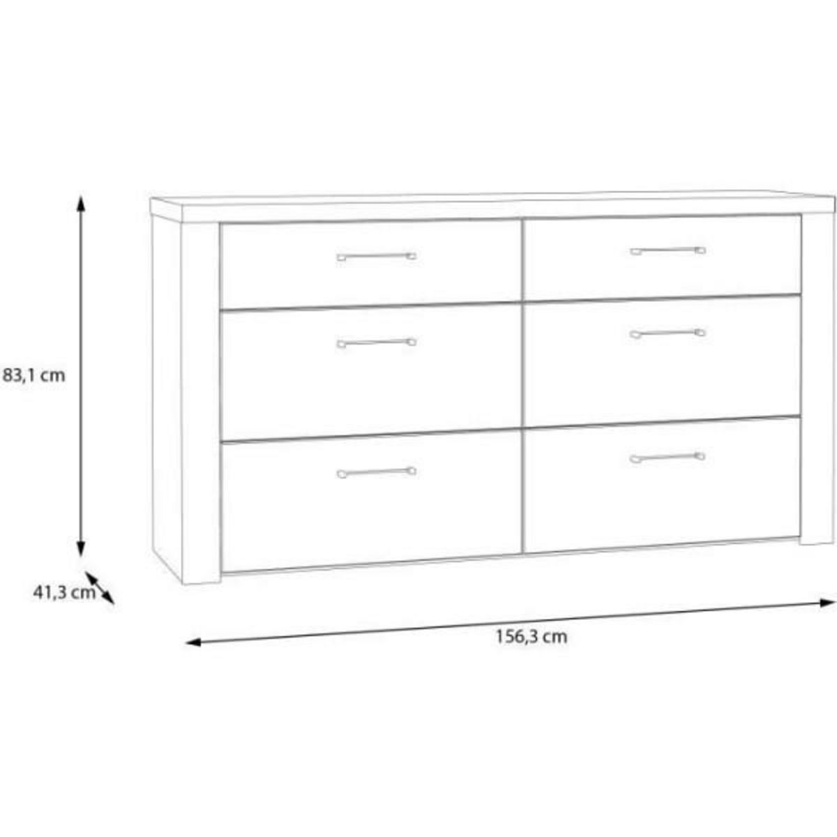 MARKET24 Commode - NELLEKE - 6 tiroirs - Sable / Bois - L156,3 x P41,3 x H83,1 cm