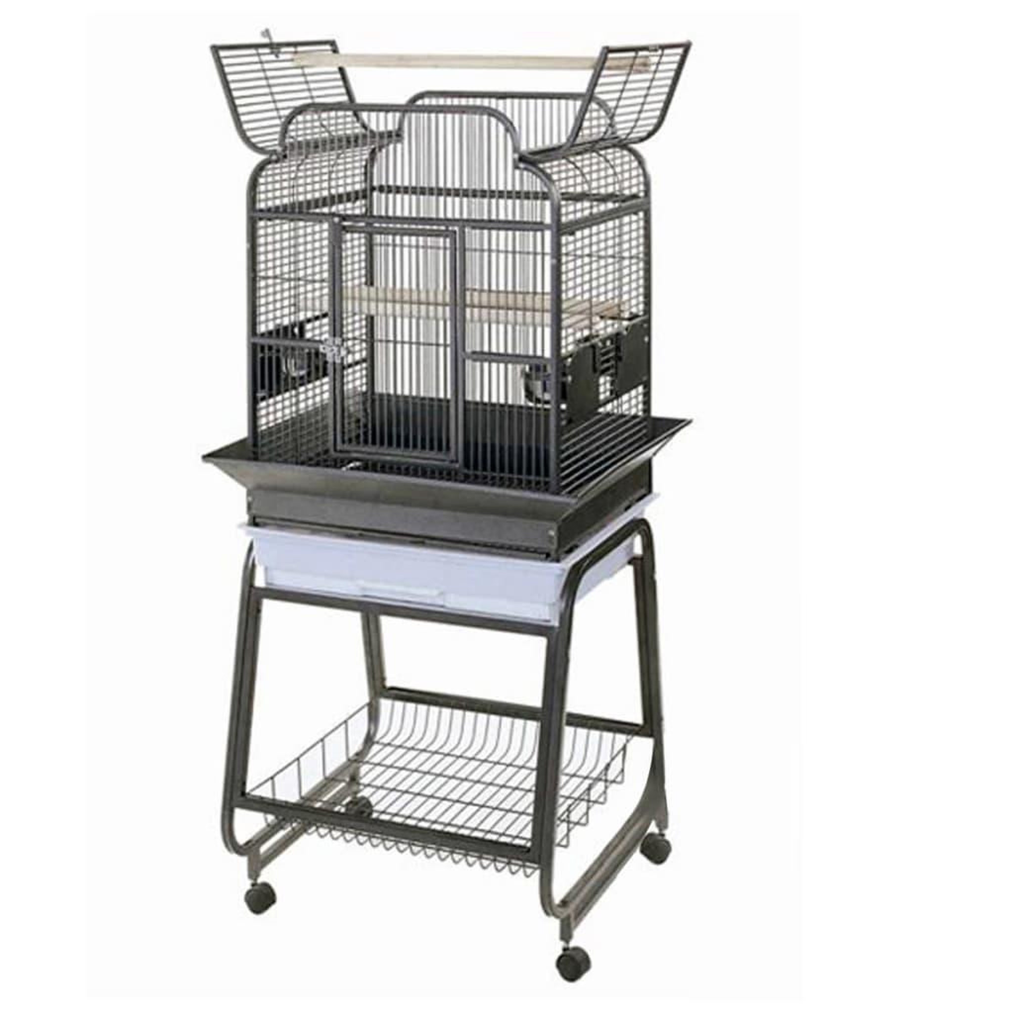 Voir la diapositive 2 : Strong Strong Cage pour perroquet Villa Gaia Gris metallise 56x43x160 cm