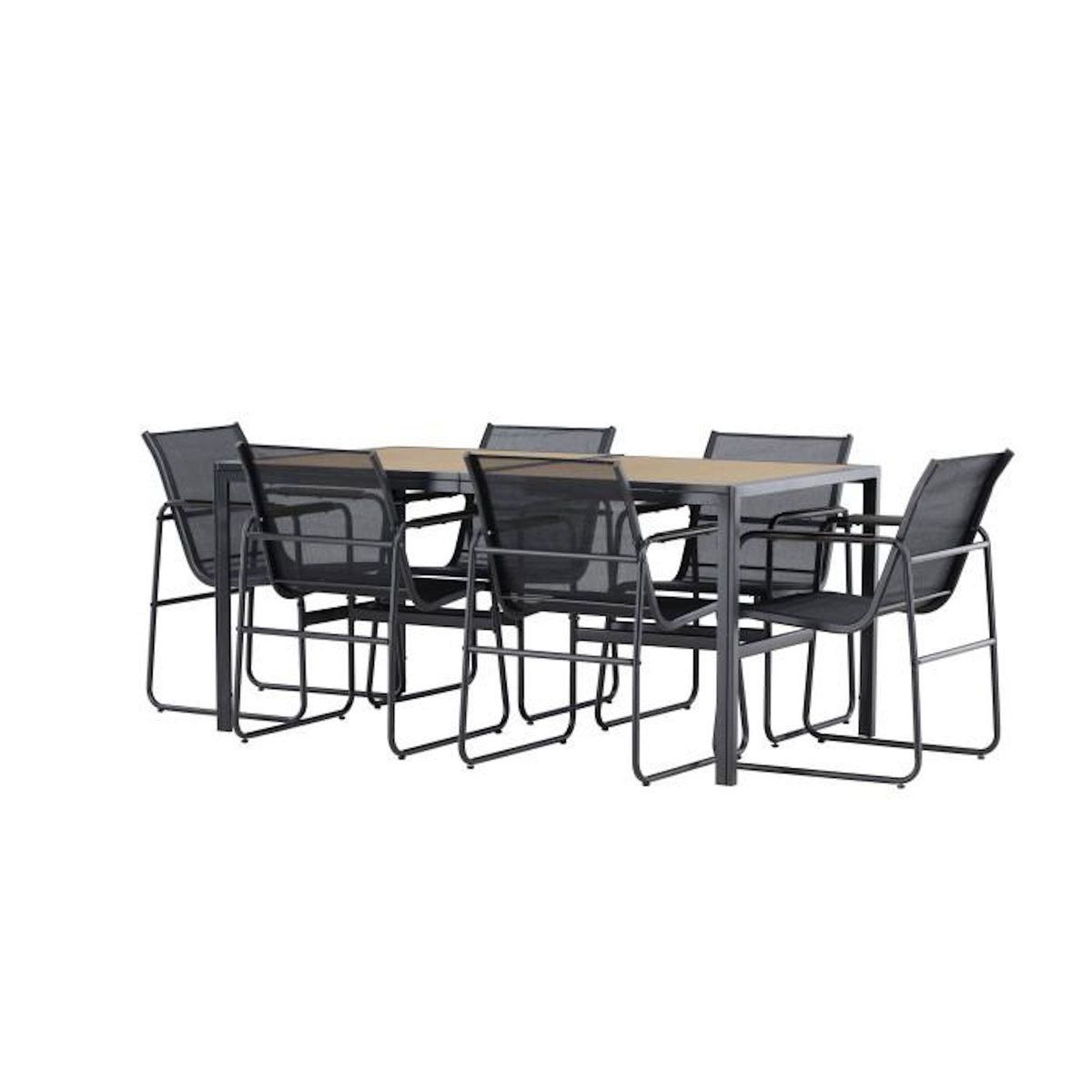 Paris Prix Ensemble Table de Jardin & 6 Chaises  Lampedusa  160cm Noir