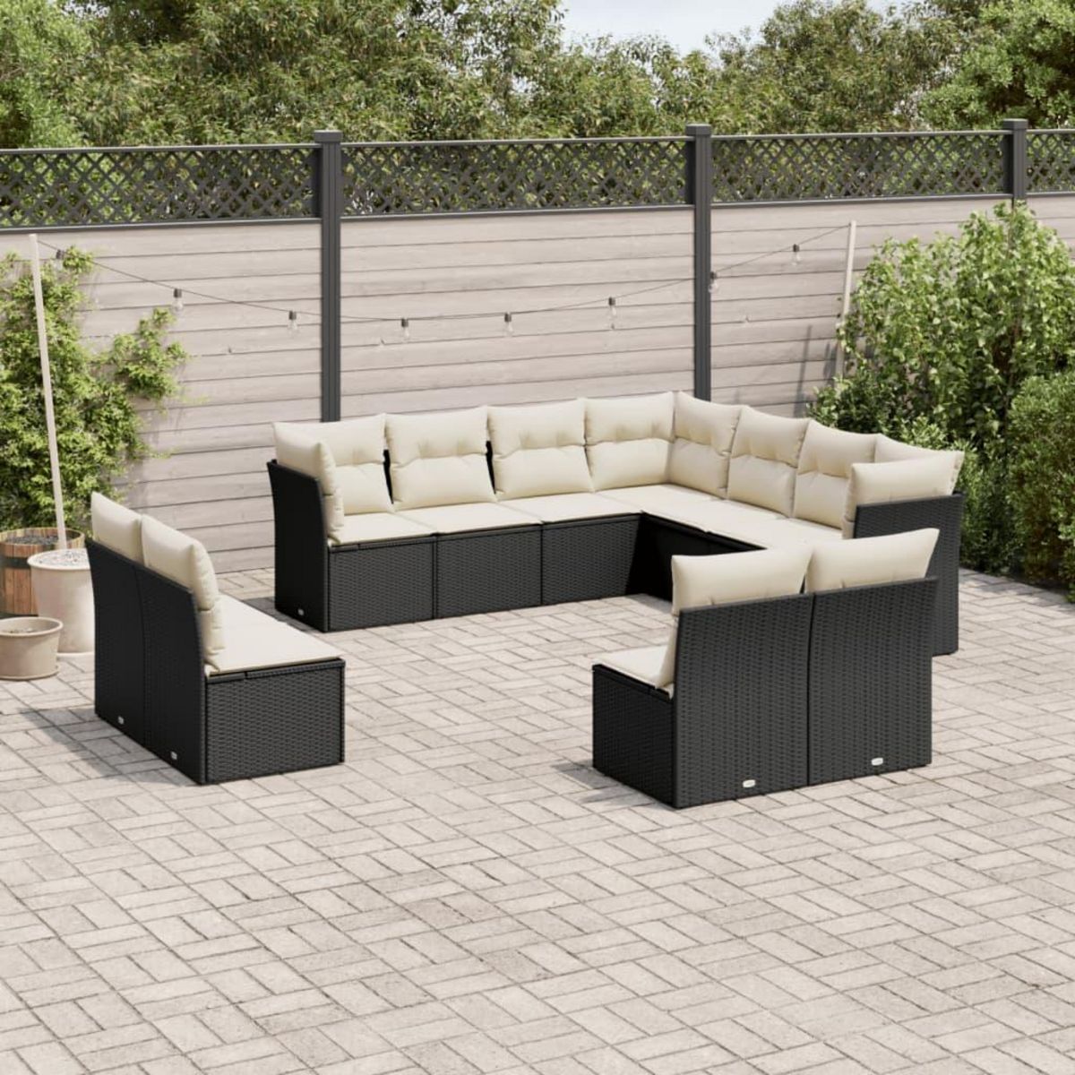 VIDAXL Salon de jardin 11 pcs avec coussins noir resine tressee