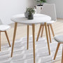 Voir la diapositive 2 : ID MARKET Table à manger fixe ronde ANGELA 4 personnes blanc pieds bois 80 cm