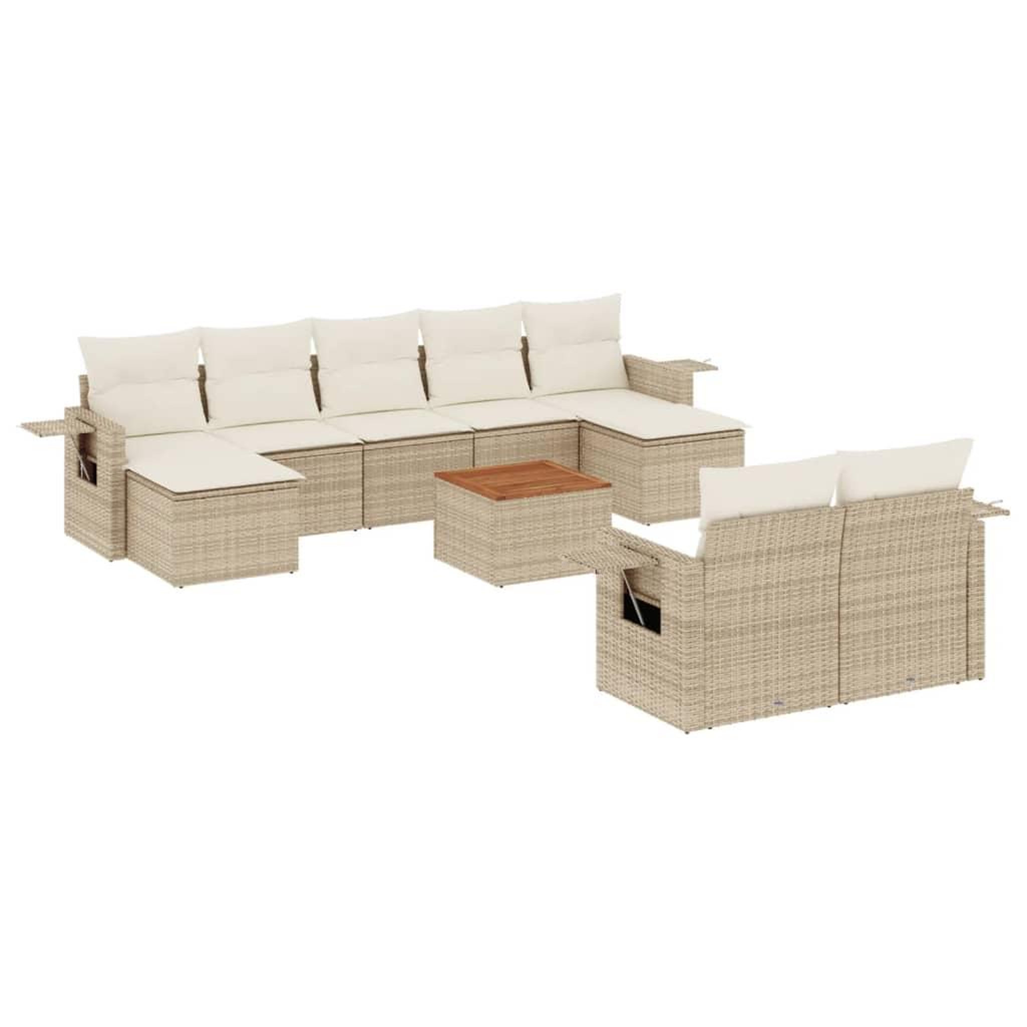 Voir la diapositive 2 : VIDAXL Salon de jardin avec coussins 10 pcs beige resine tressee