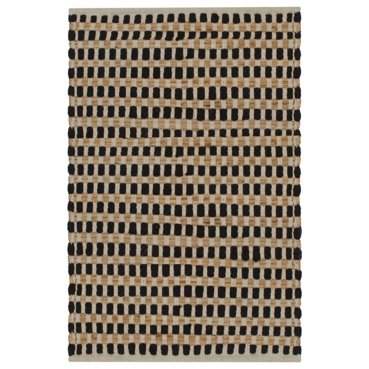 VIDAXL Tapis de salle de bain tisses a la main Jute Naturel et Noir