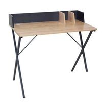 HOMCOM Bureau table post de travail design vintage 3 tiroirs 3 niches pieds  en bois massif 110 x 54 x 91,5 cm aspect noyer