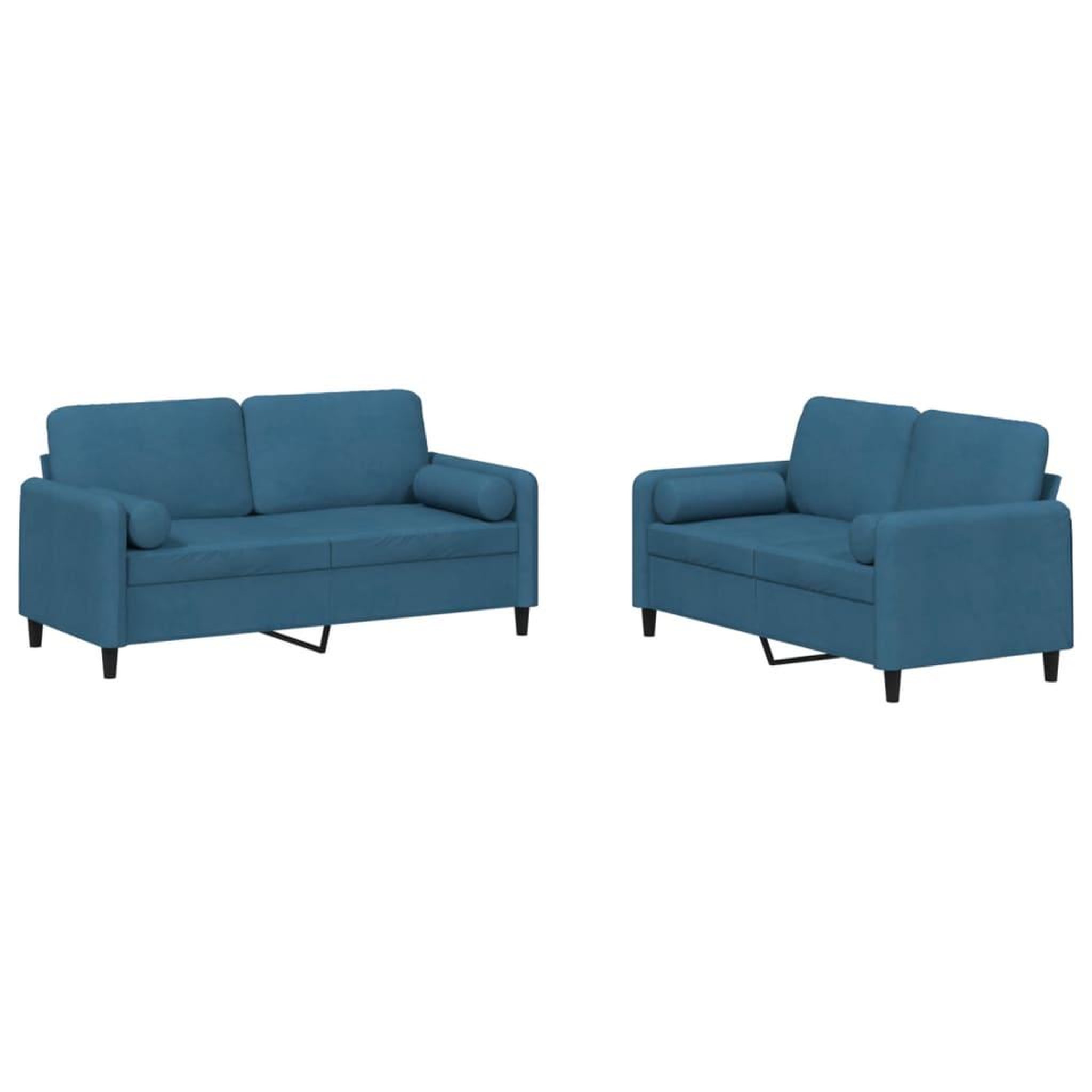 Voir la diapositive 2 : VIDAXL Ensemble de canapes 2 pcs avec coussins bleu velours