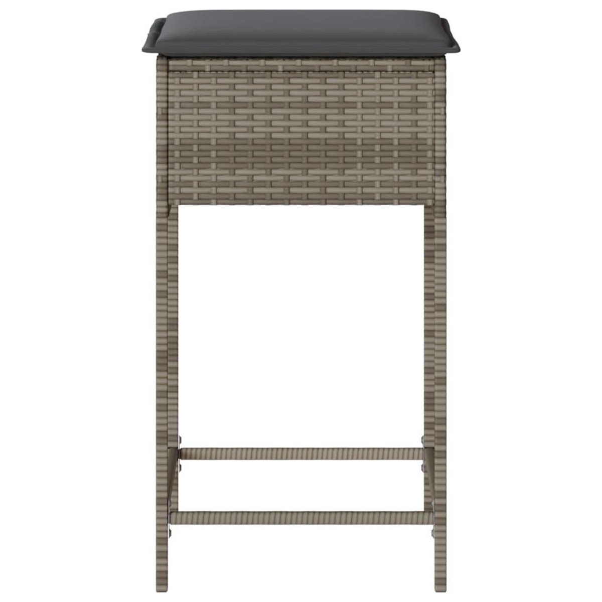 VIDAXL Tabourets de bar jardin coussins lot de 2 gris resine tressee