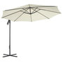 Voir la diapositive 2 : VIDAXL Parasol de jardin en porte-a-faux avec poteau en acier sable