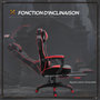 Voir la diapositive 4 : VINSETTO Vinsetto Fauteuil de bureau gamer style baquet racing - pivotant, inclinable - coussin lombaire, tétière, repose-pieds inclus - revêtement synthétique rouge noir