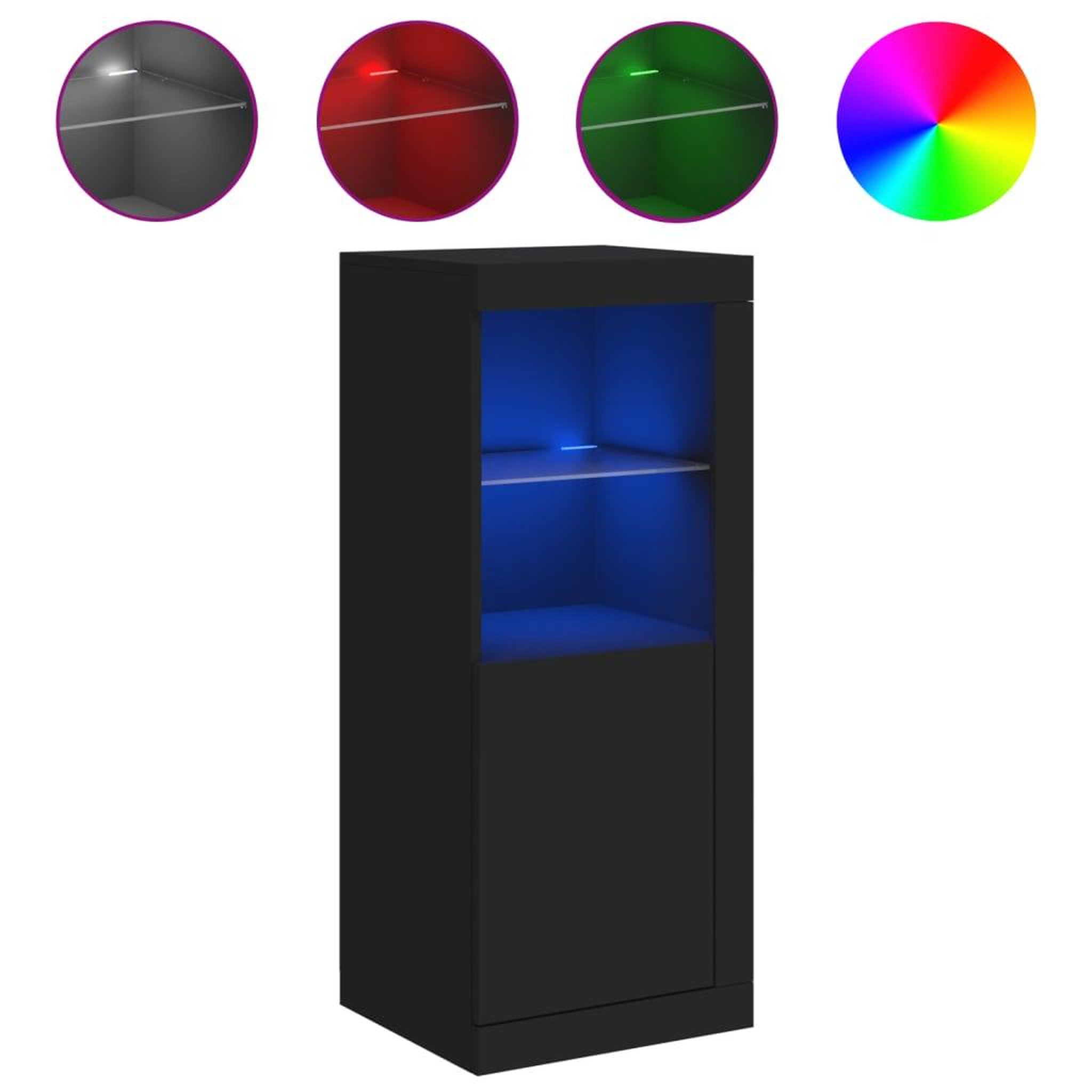 Voir la diapositive 2 : VIDAXL Buffet avec lumieres LED noir 41x37x100 cm