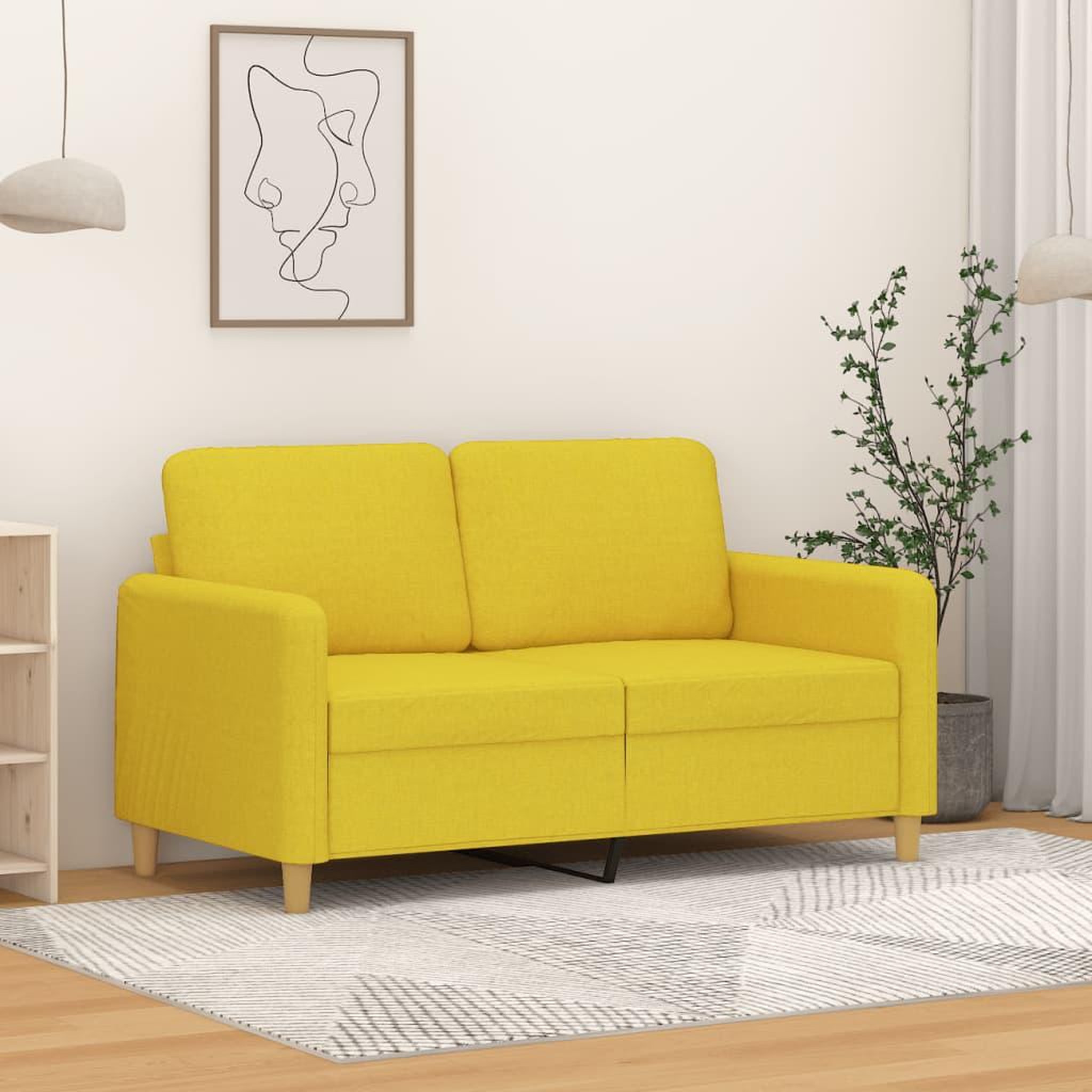 VIDAXL Canape a 2 places Jaune clair 120 cm Tissu