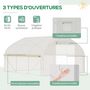 Voir la diapositive 3 : OUTSUNNY Serre de jardin tunnel 10,4 m² - 6 fenêtres et porte zippée avec moustiquaires - acier galvanisé PE blanc