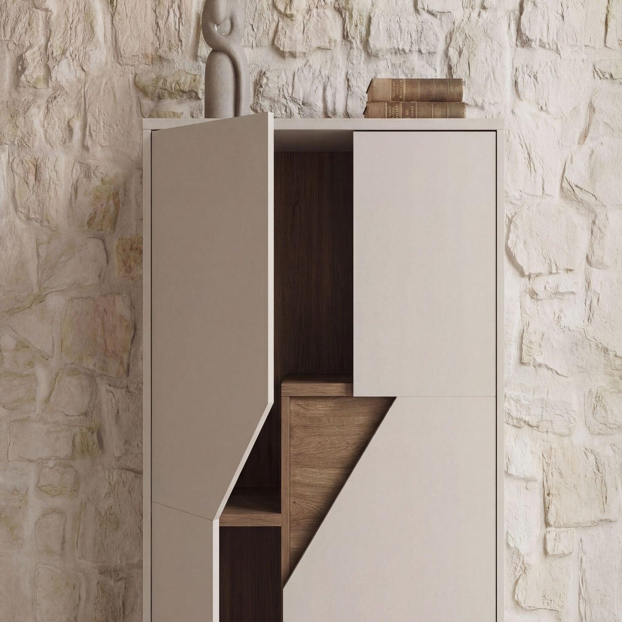 Voir la diapositive 5 : CASANOVA PARIS Dalia - commode 2 tiroirs 85cm en mélamine - beige