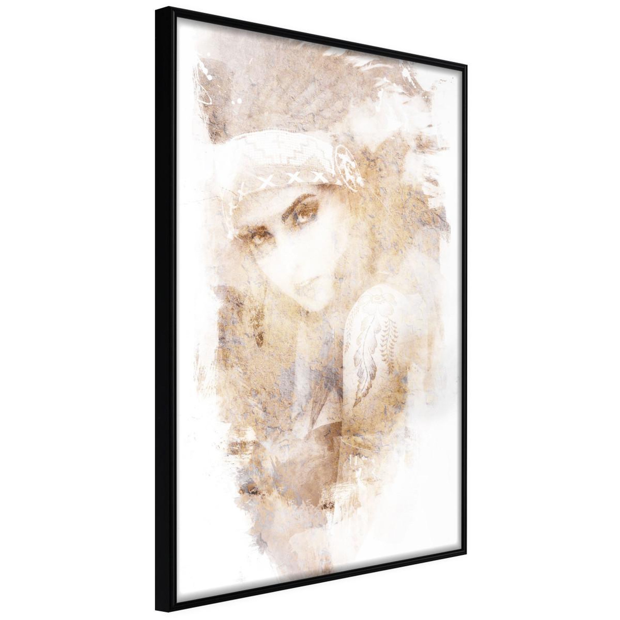 Paris Prix Affiche murale encadrée  mysterious look beige. Coloris disponibles : Noir, Jaune