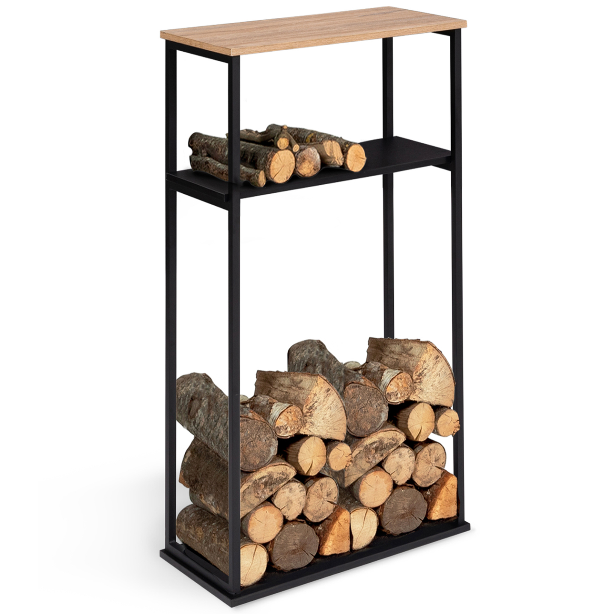 ID MARKET Range bûches vertical large avec 2 étagères 33 x 66 x 112 cm pour cheminée
