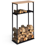 ID MARKET Range bûches vertical large avec 2 étagères 33 x 66 x 112 cm pour cheminée
