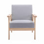 Voir la diapositive 4 : SWEEEK Banquette et fauteuil en bois et tissu gris clair. Isak. L 114 x l 69.5 x H 73cm