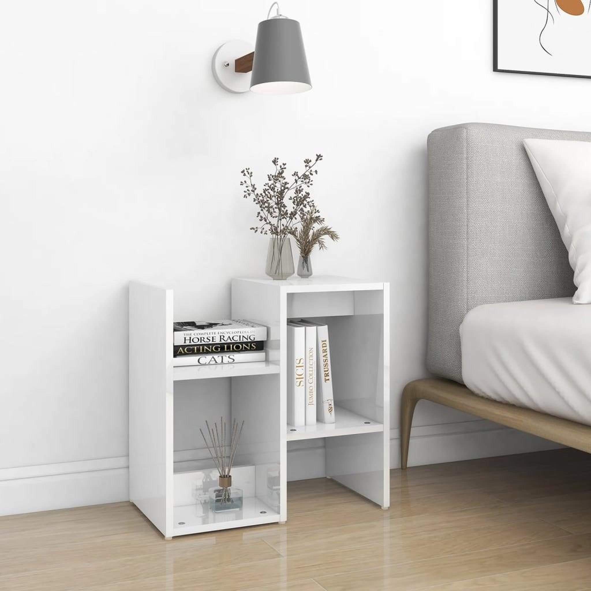 Voir la diapositive 3 : VIDAXL Tables de chevet 2 pcs blanc brillant bois d'ingenierie
