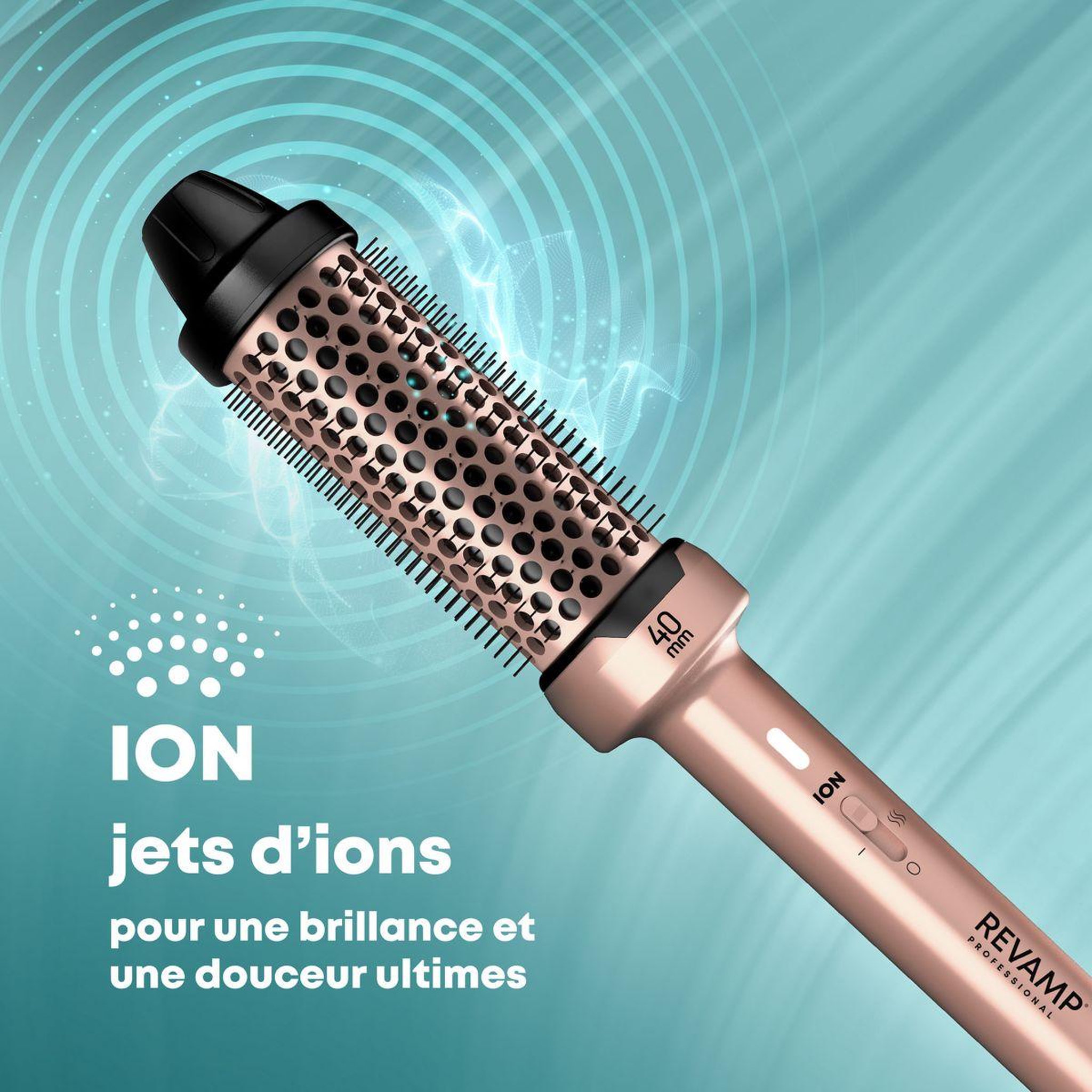 Voir la diapositive 4 : REVAMP Brosse chauffante volume et vagues progloss 40mm or