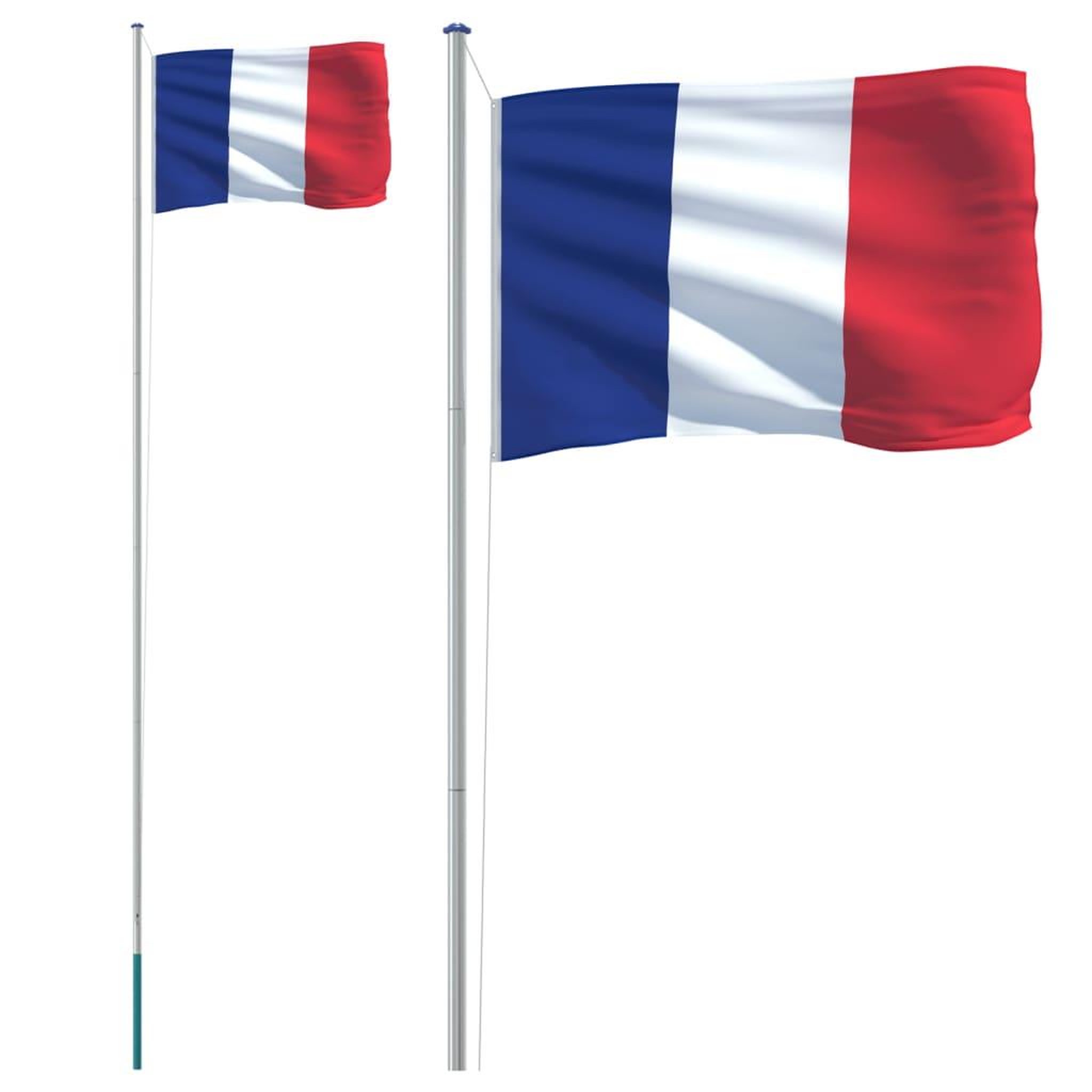 Voir la diapositive 2 : VIDAXL Drapeau de la France et mat 6,23 m Aluminium