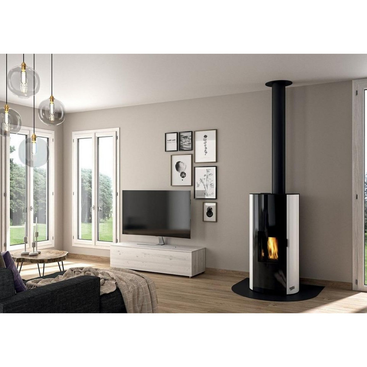 Godin Poêle à granulés de bois 9kw noir - 490329noir