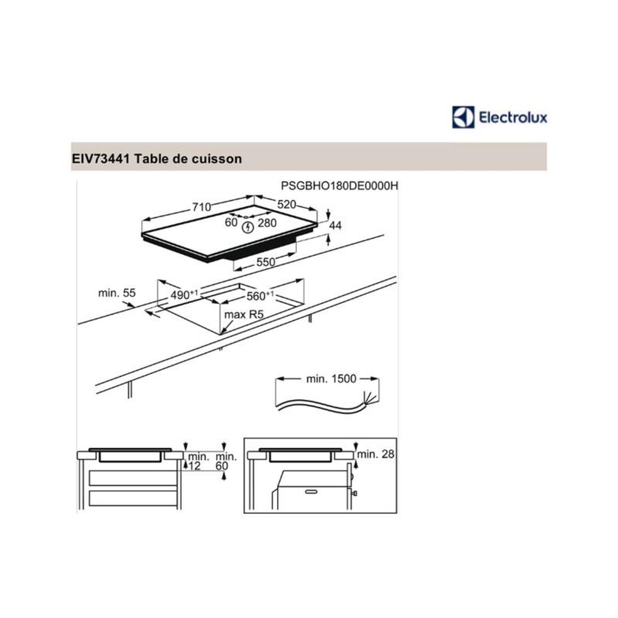 Voir la diapositive 2 : ELECTROLUX Plaque induction ELECTROLUX 71cm, 4412206