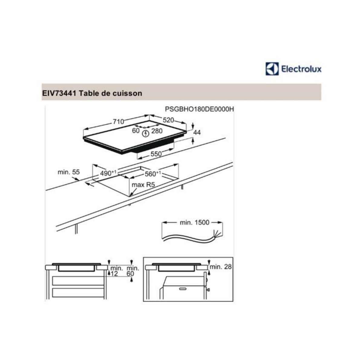 ELECTROLUX Plaque induction ELECTROLUX 71cm, 4412206