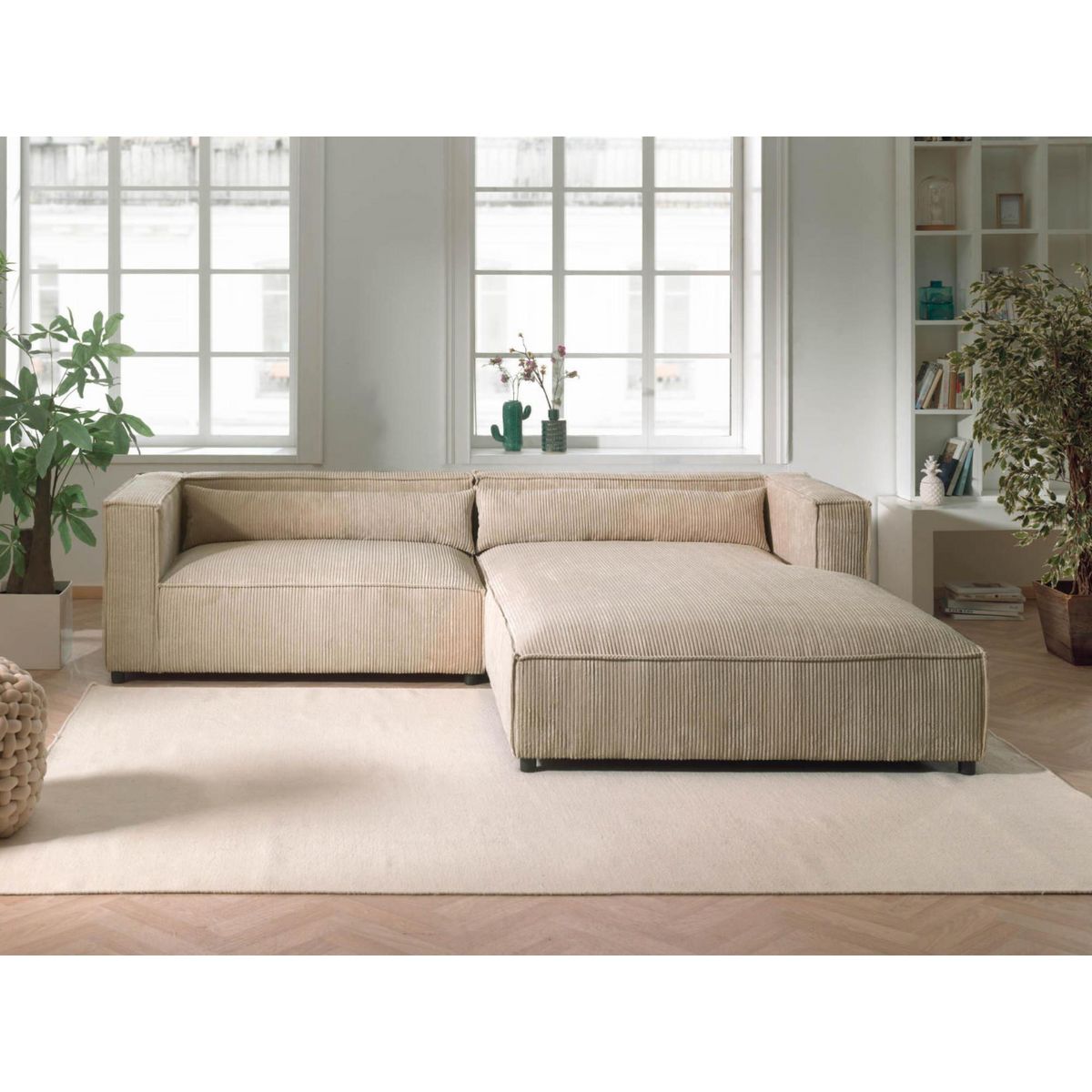 LISA DESIGN Ela - canapé d'angle droit 4 places - en velours côtelé - style contemporain