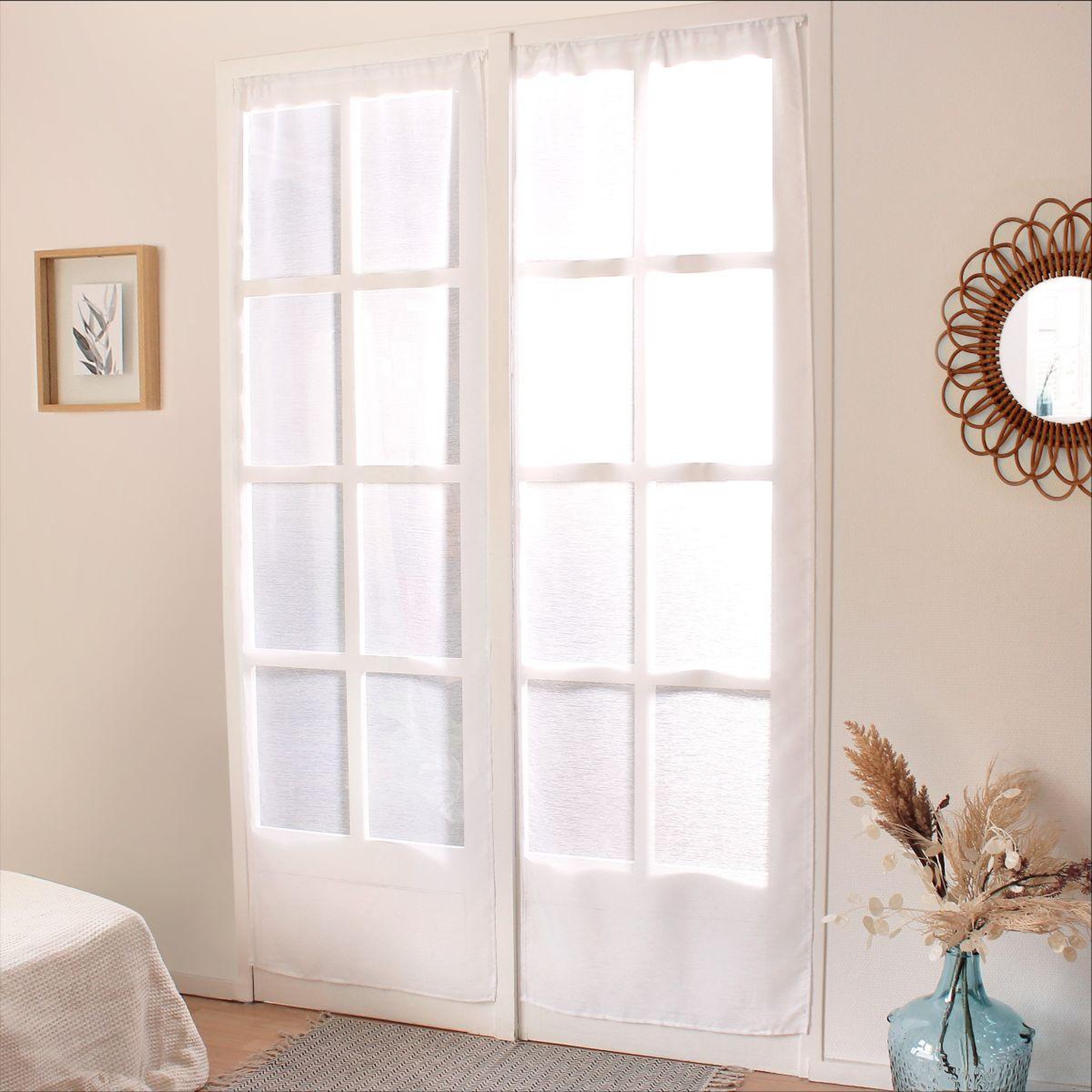 ENJOY HOME Paire de voilages droites  sablé  70x220cm blanc