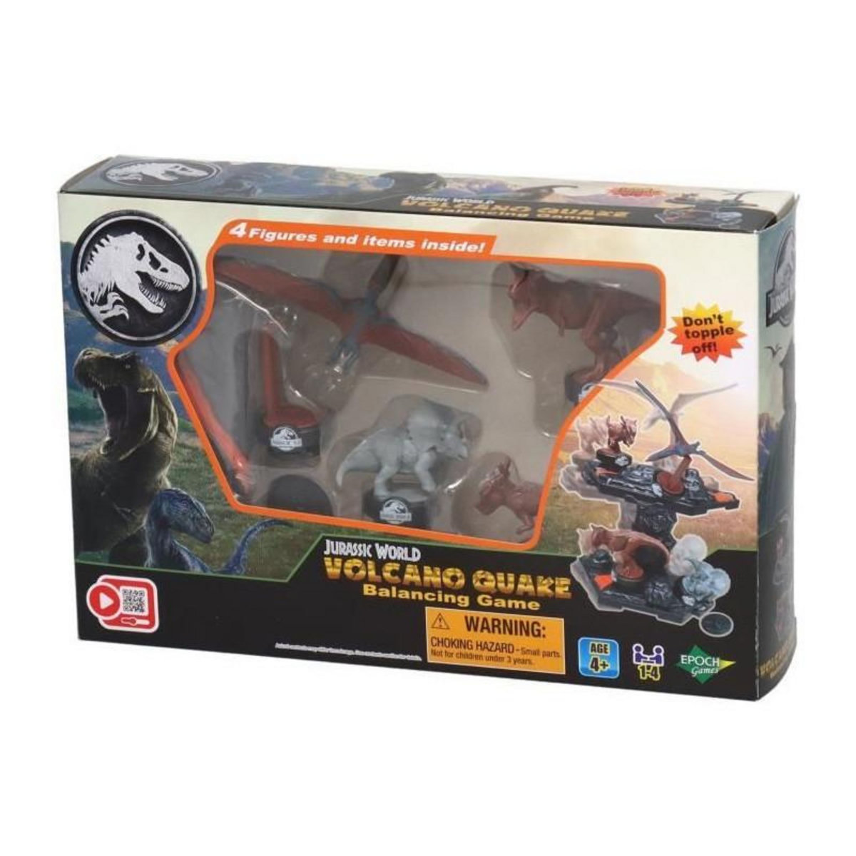 EPOCH Jeu d'Équilibre - EPOCH GAMES - Jurassic World Volcano Quake - Dinosaures sur Plateforme, Dernier en Place Gagne !