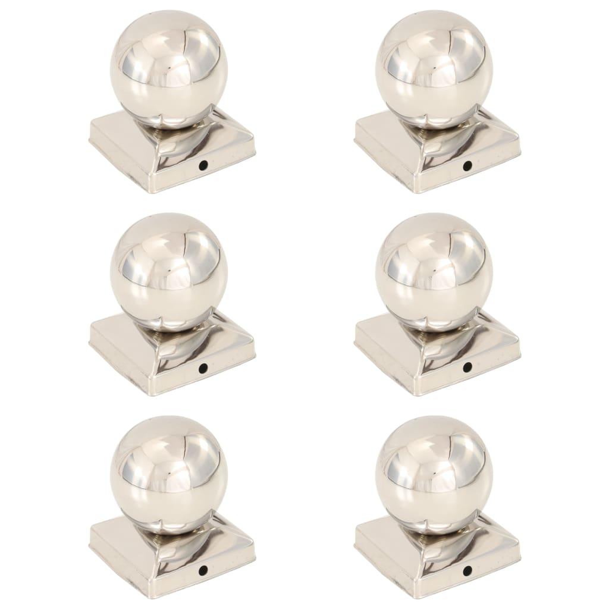 VIDAXL Bouchons de poteau 6 pcs Globe final Acier inoxydable 91x91 mm