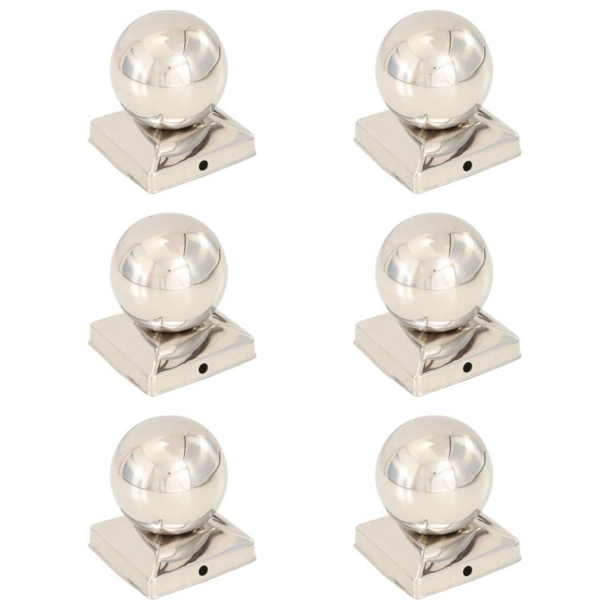VIDAXL Bouchons de poteau 6 pcs Globe final Acier inoxydable 91x91 mm
