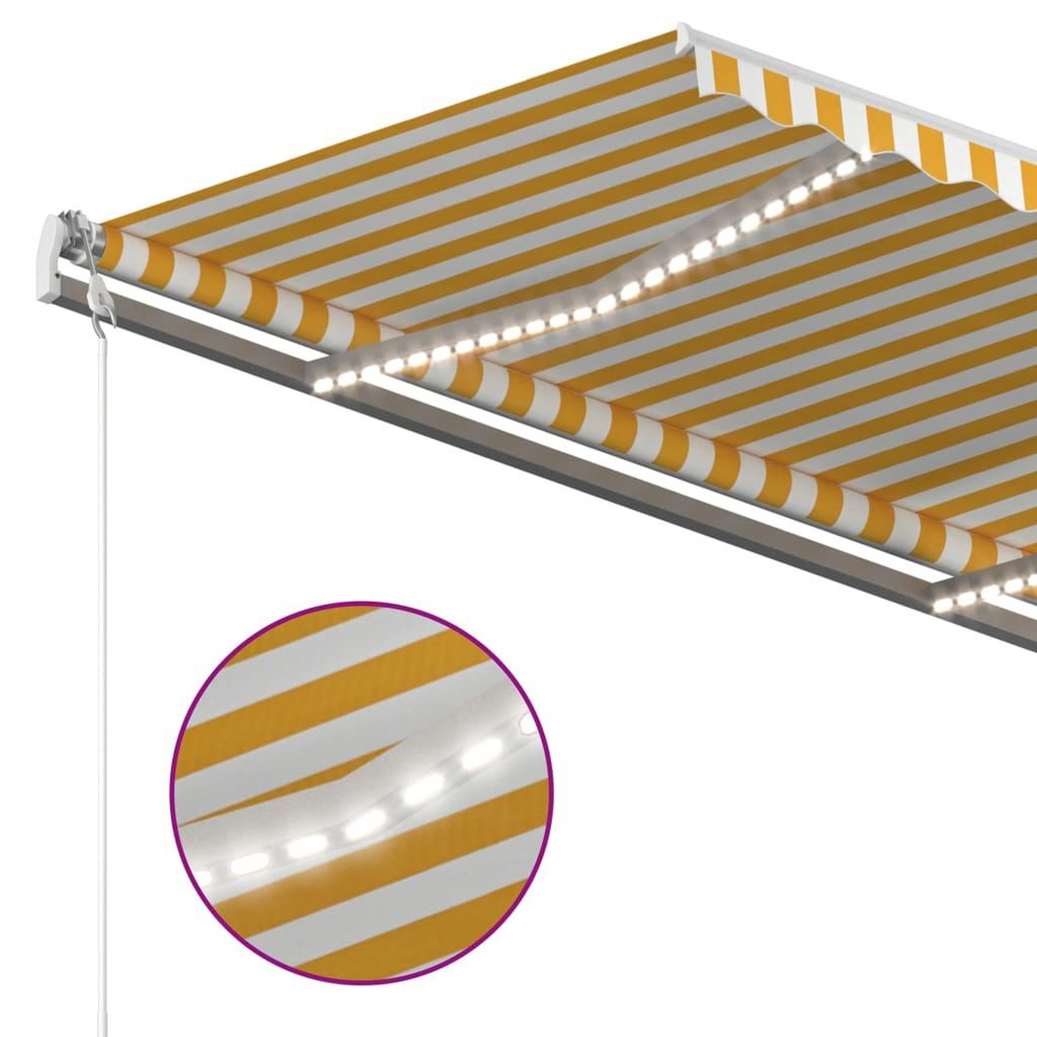 Voir la diapositive 5 : VIDAXL Auvent automatique capteur de vent et LED 300x250cm Jaune/blanc