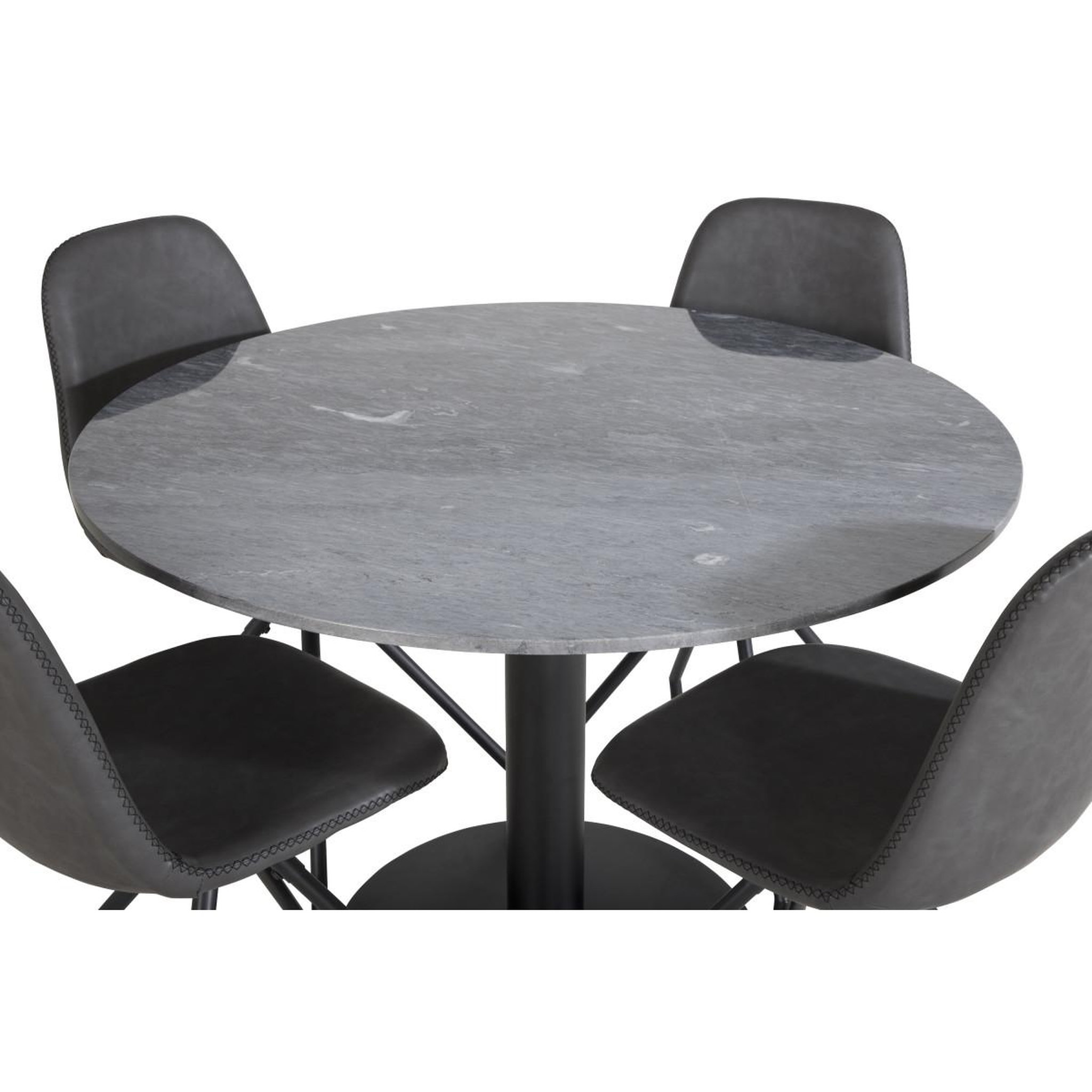 Voir la diapositive 3 : Paris Prix Ensemble Table à Manger & 4 Chaises  Estelle I & Polar I  106cm Gris Foncé & Noir