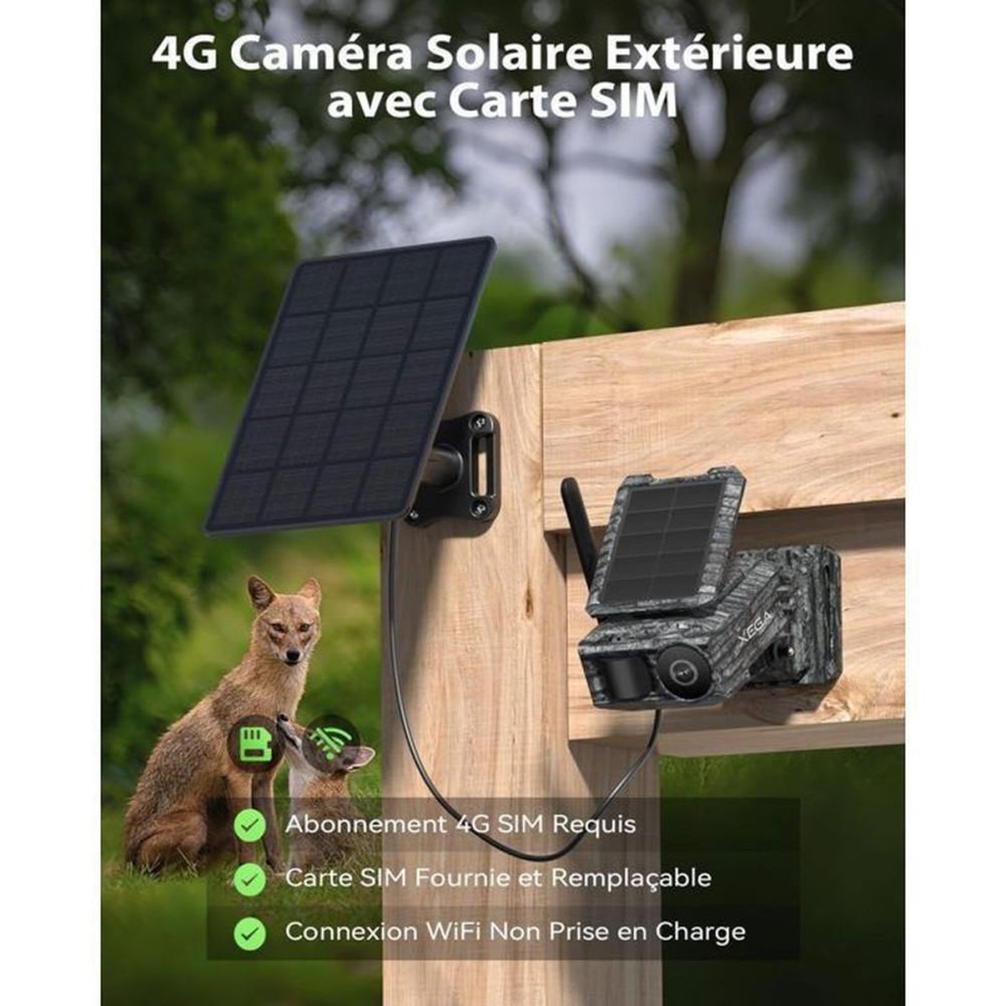 Voir la diapositive 2 : Caméra de surveillance extérieure sans fil solaire 4G 5MP avec zoom optique x30, vision nocturne 150 m, détection humaine, audio bidirectionnel, IP66