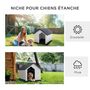 Voir la diapositive 6 : PAWHUT Niche chien extérieure - maison chien - niche plastique - grille d'aération - dim. 62L x 61l x 60H cm - blanc gris noir