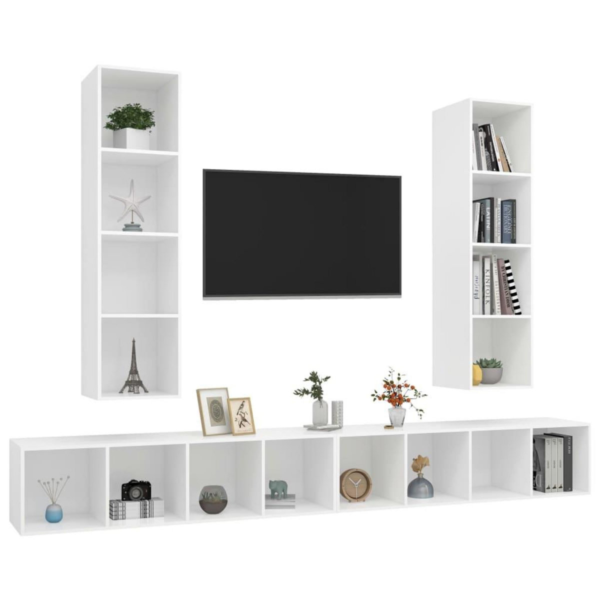 VIDAXL Meubles TV muraux 4 pcs Blanc Bois d'ingenierie