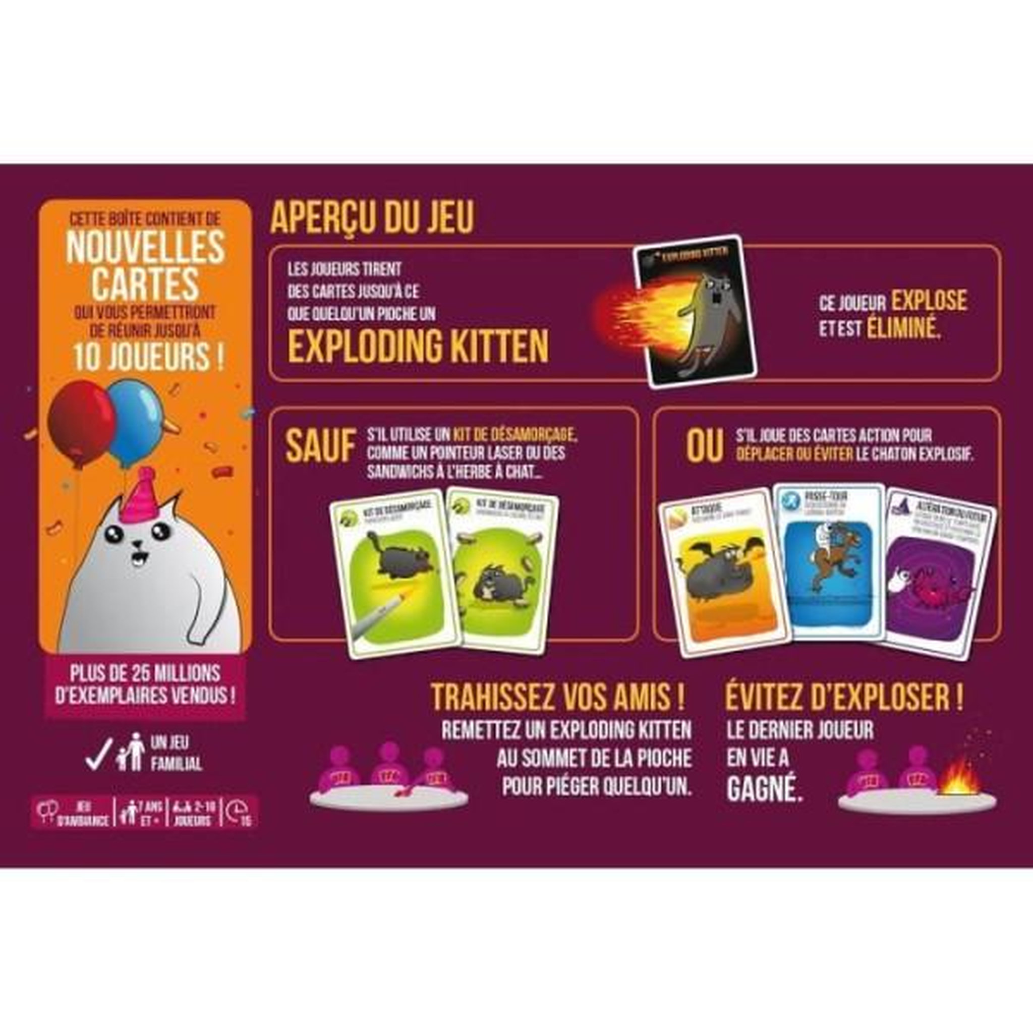 Voir la diapositive 3 : Asmodee Jeu d'ambiance Asmodee Exploding Kittens Party Pack Edition
