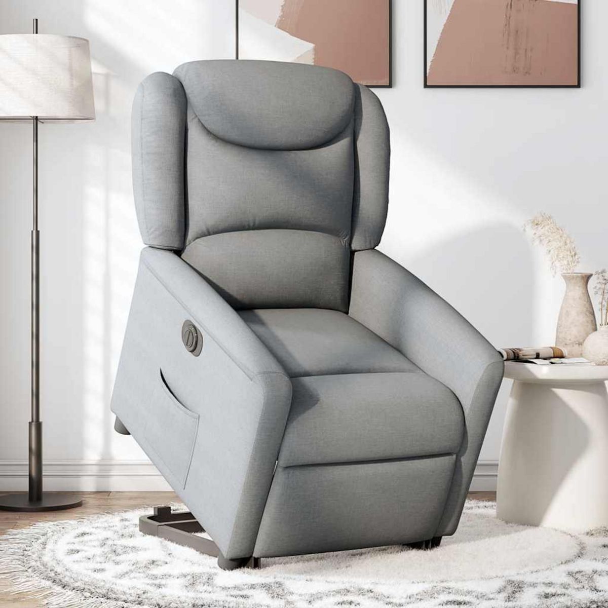 VIDAXL Fauteuil inclinable electrique gris clair tissu