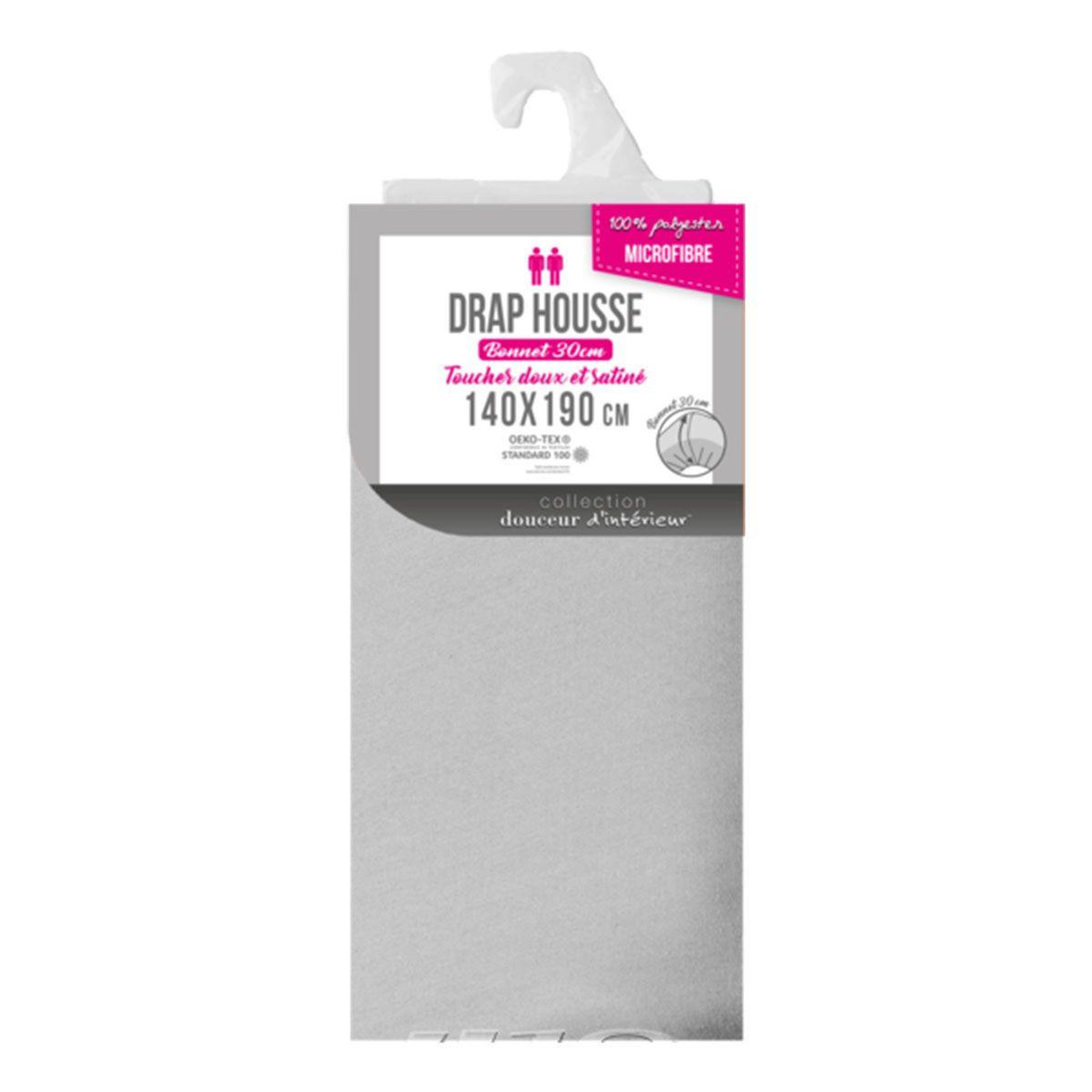 Voir la diapositive 2 : Douceur d'Intérieur Drap housse microfibre  oscar  140x190cm gris clair