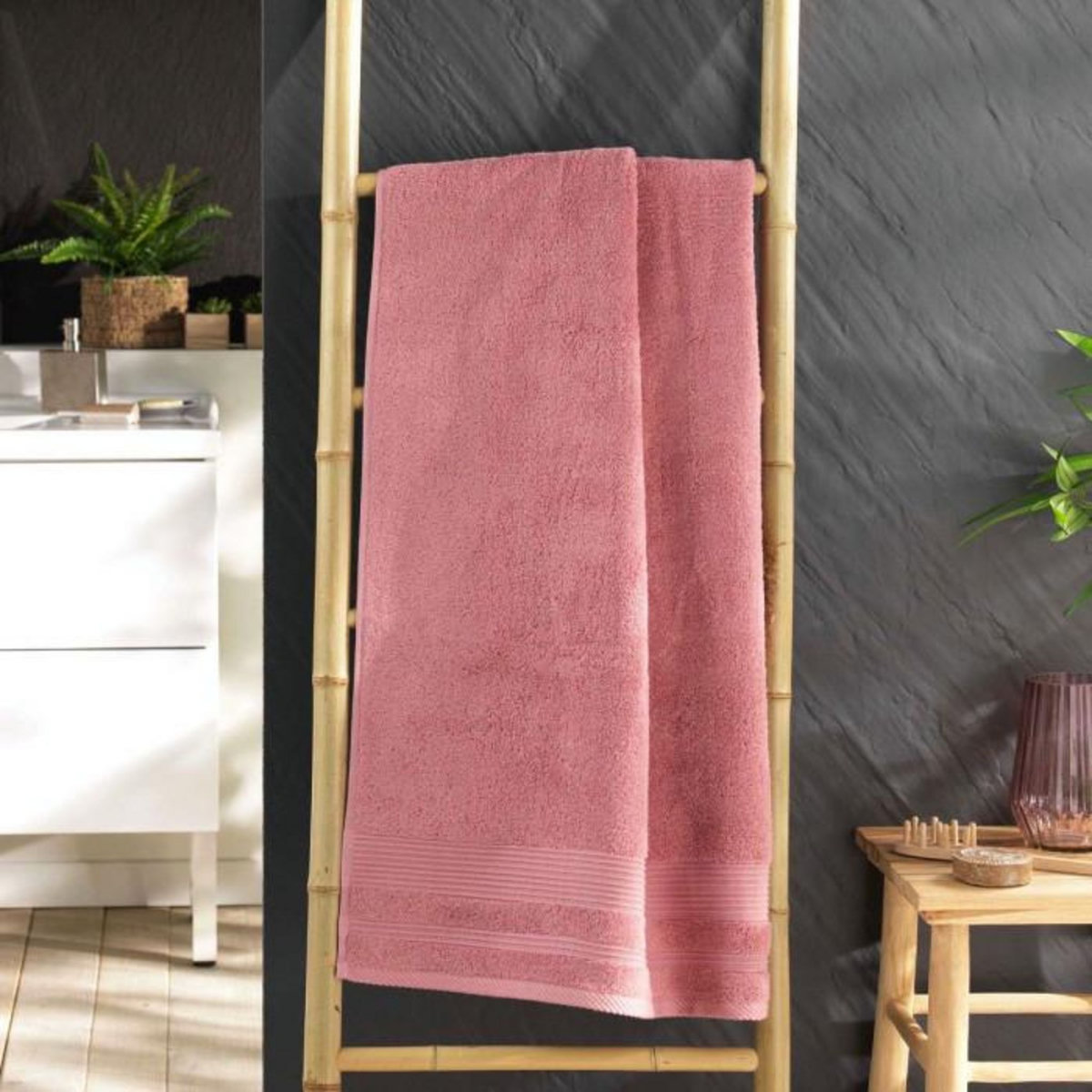 Paris Prix Drap de Douche  Tendresse  70x130cm Bois de Rose