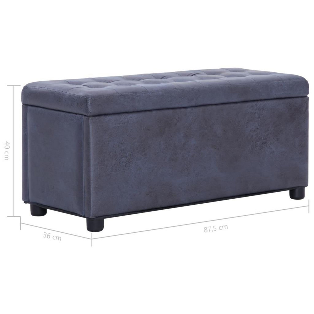 VIDAXL Pouf de rangement 87,5 cm Gris Similicuir daim