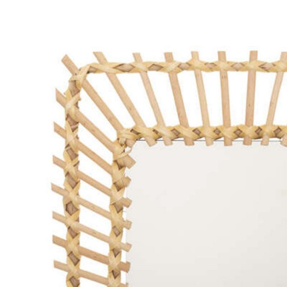 ATMOSPHERA Miroir Mural en Rotin  Rectangle  58cm Beige