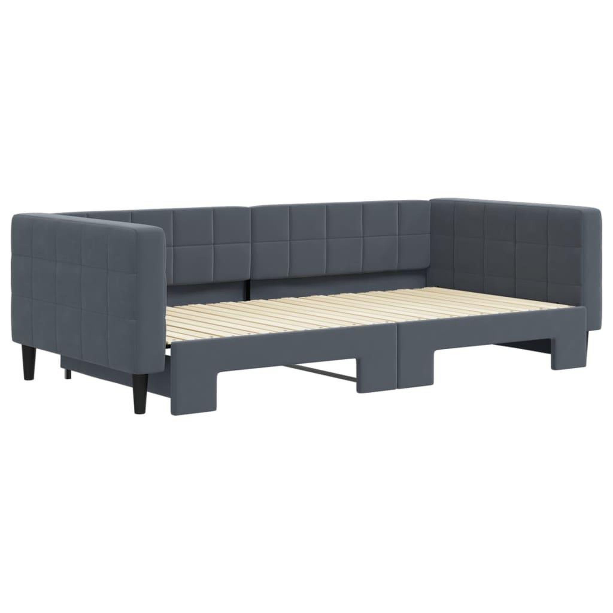 Voir la diapositive 3 : VIDAXL Lit de jour avec gigogne sans matelas gris fonce 100x200 cm