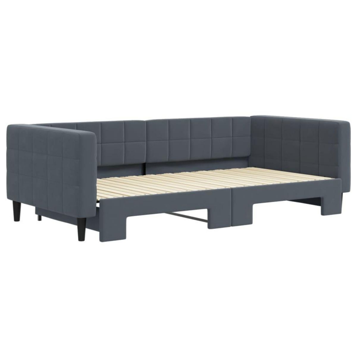 VIDAXL Lit de jour avec gigogne sans matelas gris fonce 100x200 cm