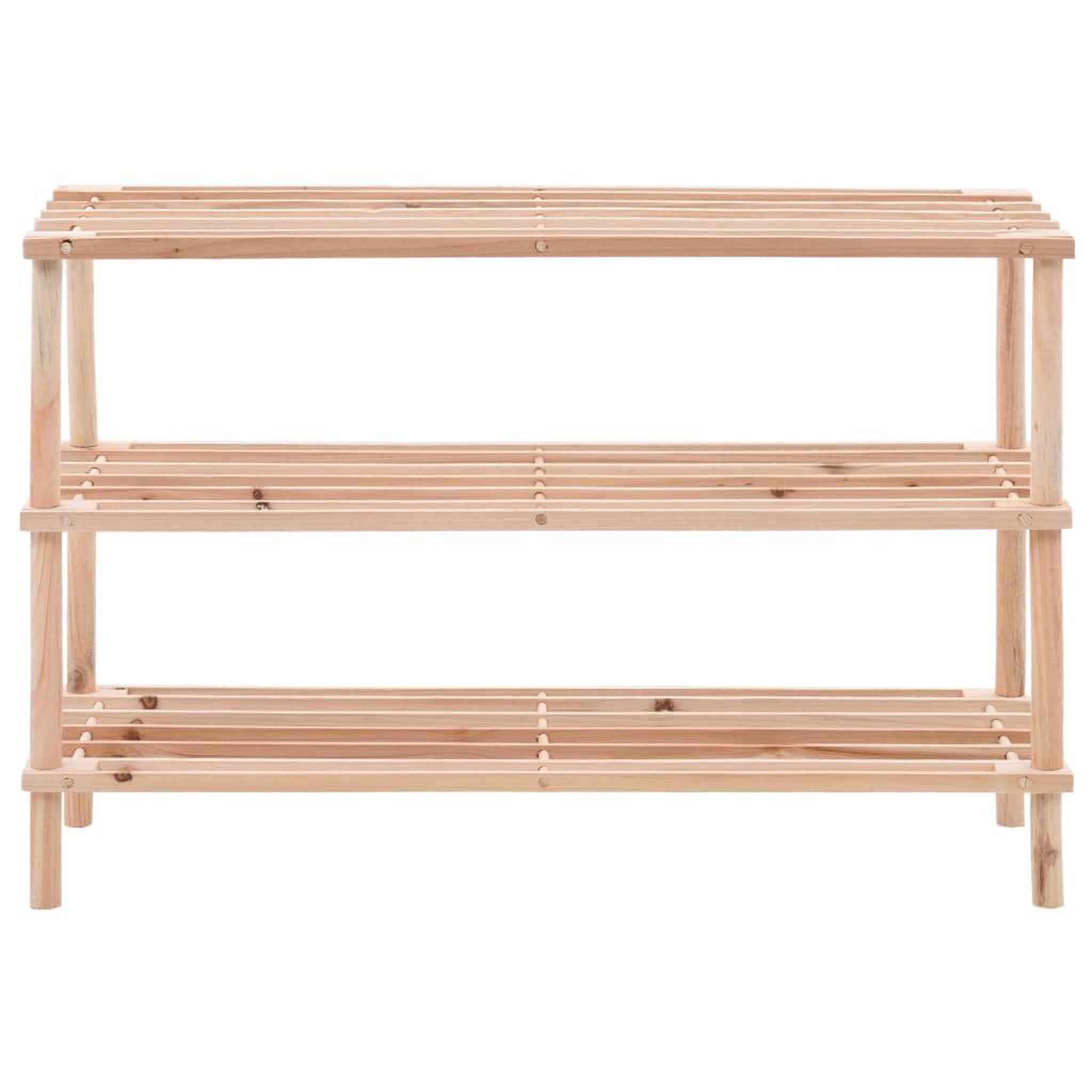 Voir la diapositive 2 : VIDAXL Range-chaussures a 3 etageres Bois de sapin solide