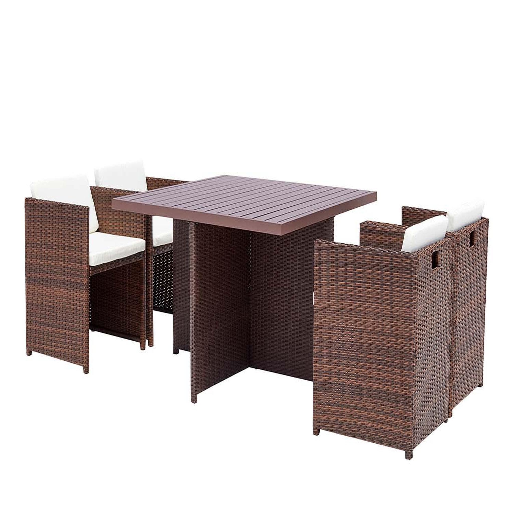 CONCEPT USINE Table et chaise 4 places encastrables alu résine marron-blanc SUNSET