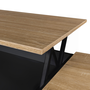 Voir la diapositive 5 : ID MARKET Table basse plateau relevable rectangulaire ELEA avec coffre bois noir et façon hêtre